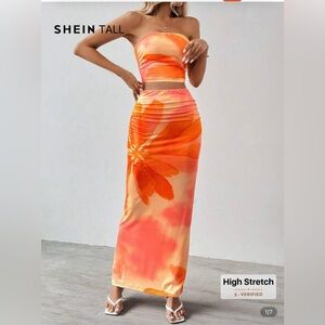 Orange Floral Maxi Skirt